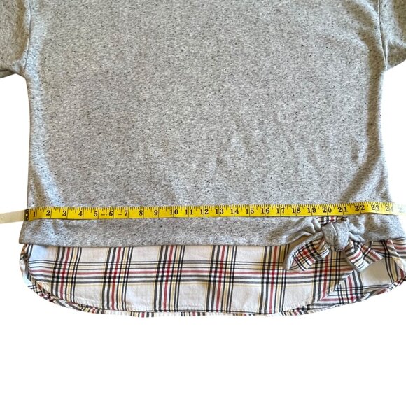 IZOD Women's Long Sleeve Tie-Front 2-Fer Sweatshirt Plaid Underlay Size XXL - Picture 10 of 10